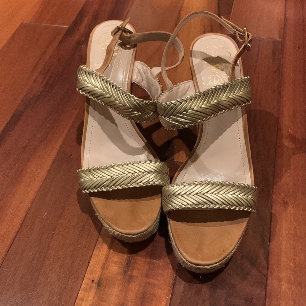 Vince Camuto Gold wedge sandals - Picture 2 of 5